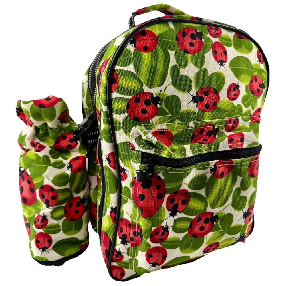 Vintage Ladybug Canvas Picnic Backpack w/ Cutting‎ Board, Cooler Unbranded Gift